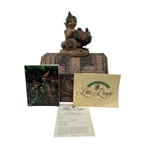 Legend of Little People 1989 Gnome Riding‎ Cart Sculpture Figurine Vintage